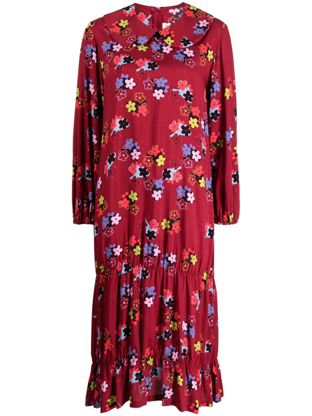 Comme Des Garçons Girl 花卉印花中长连衣裙 - 红色