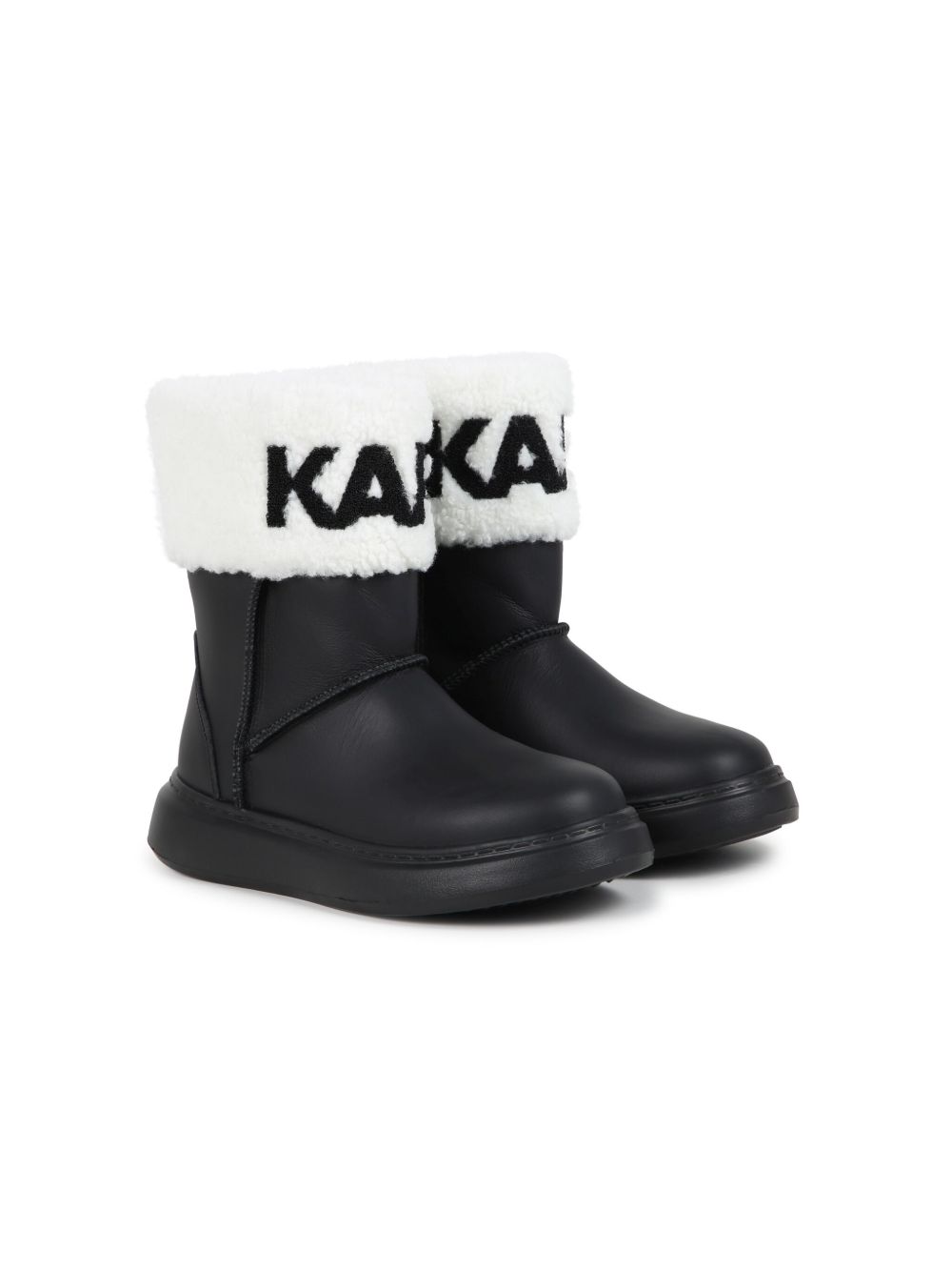 Karl Lagerfeld Kids 人造皮草及踝皮靴 - 黑色