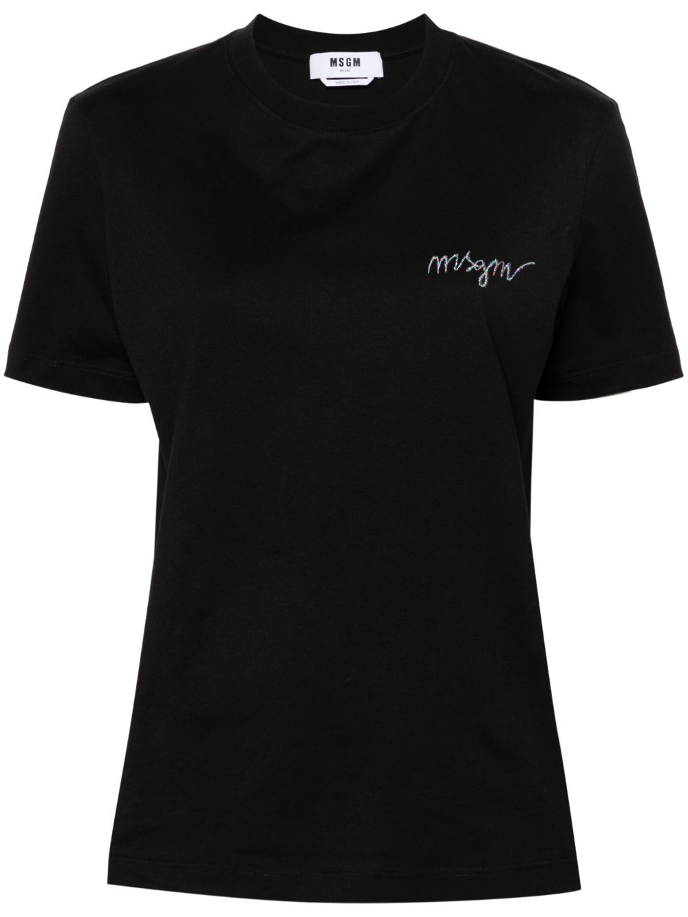 MSGM logo刺绣T恤 - 黑色