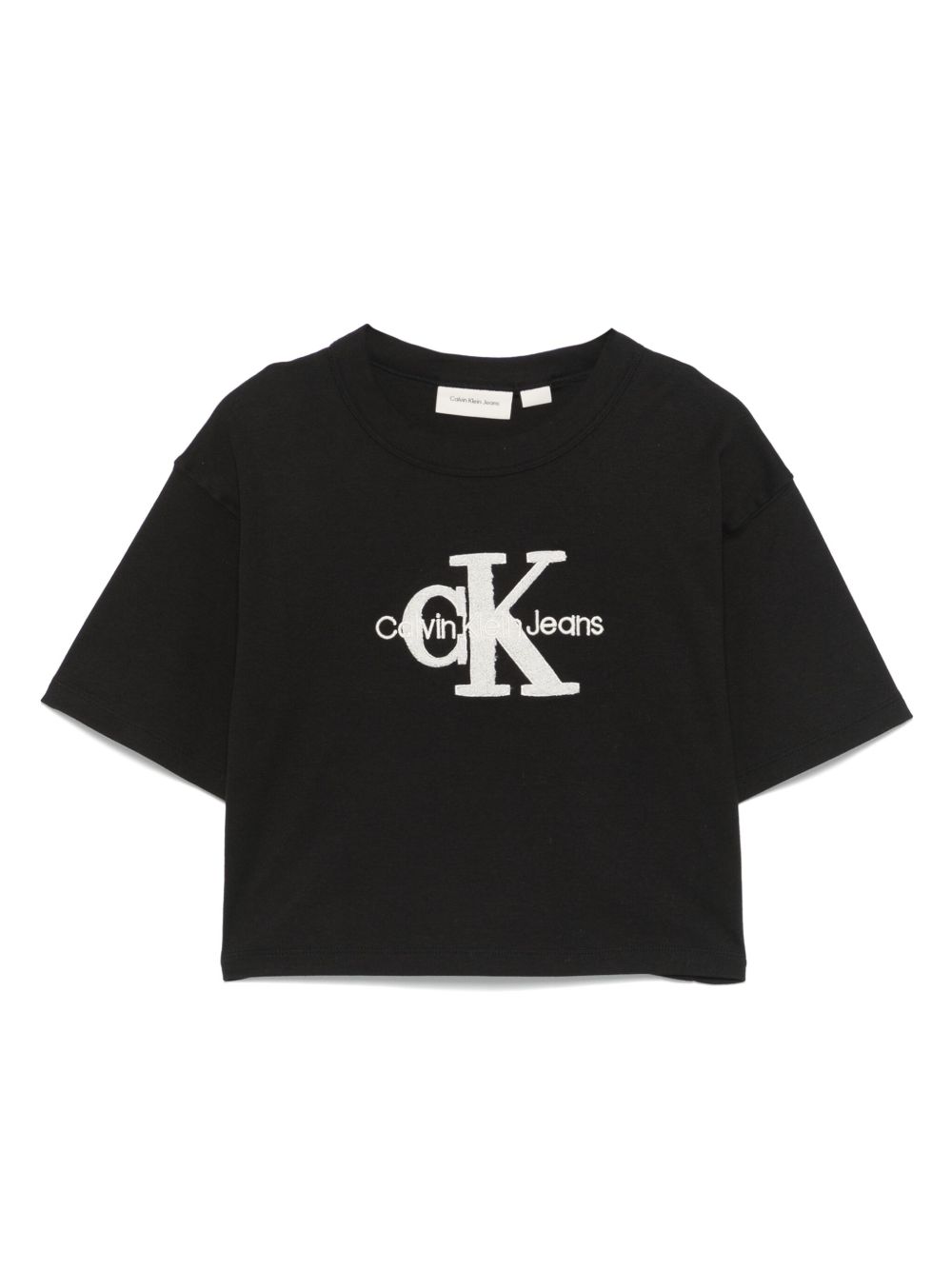 Calvin Klein Kids logo刺绣T恤 - 黑色