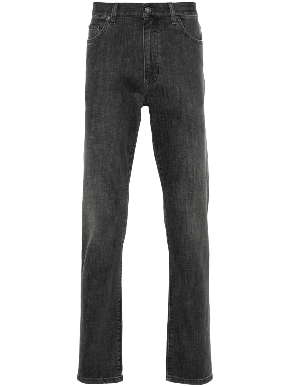 Zegna 直筒牛仔裤 - 黑色