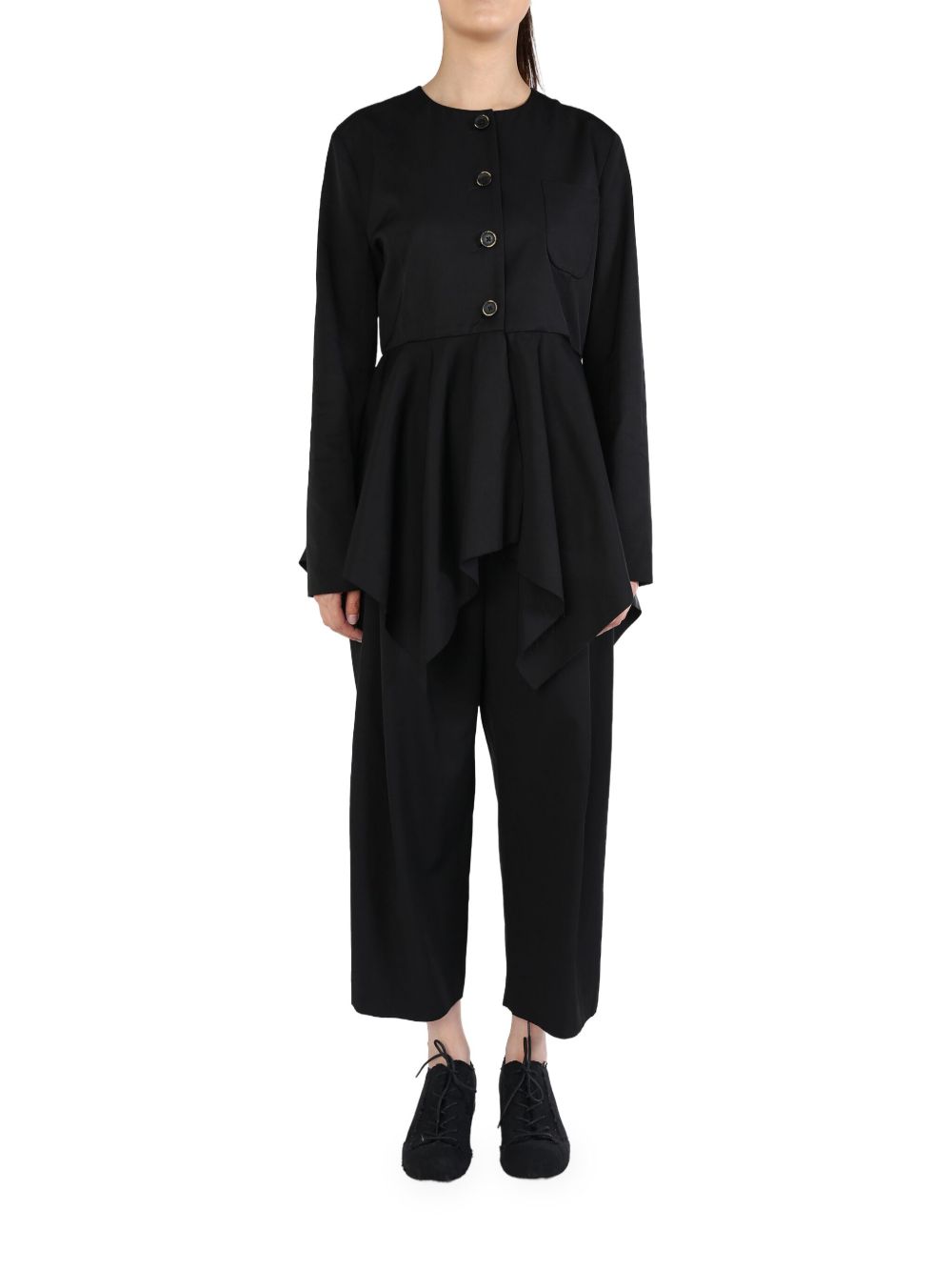 Uma Wang pleat-detailing jacket - 黑色