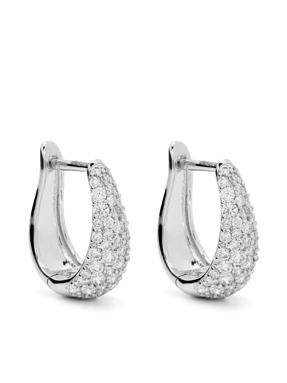 Dana Rebecca Designs 14K白金 DRD Tapered 大号钻石圈形耳环 - 银色