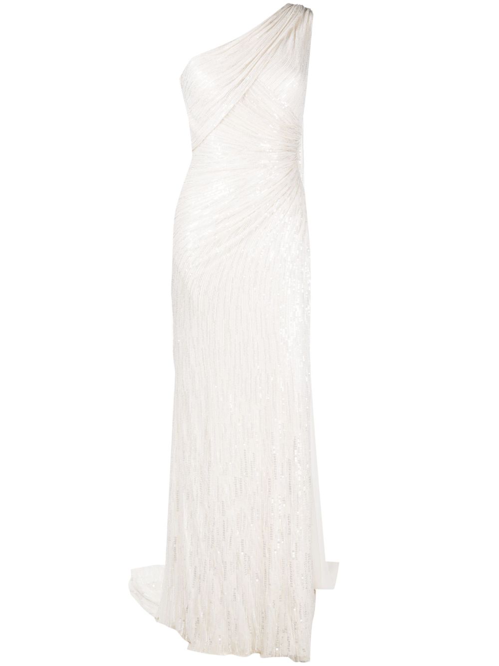 Jenny Packham Oline 单肩亮片连衣裙 - 白色