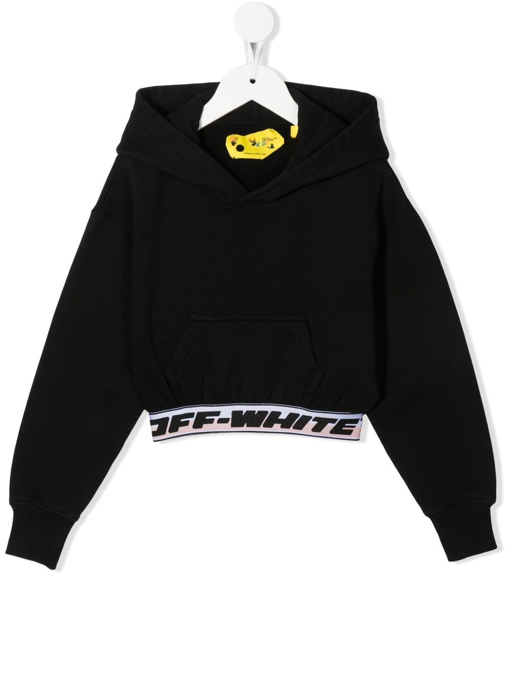 Off-White Kids logo织带长袖连帽衫 - 黑色