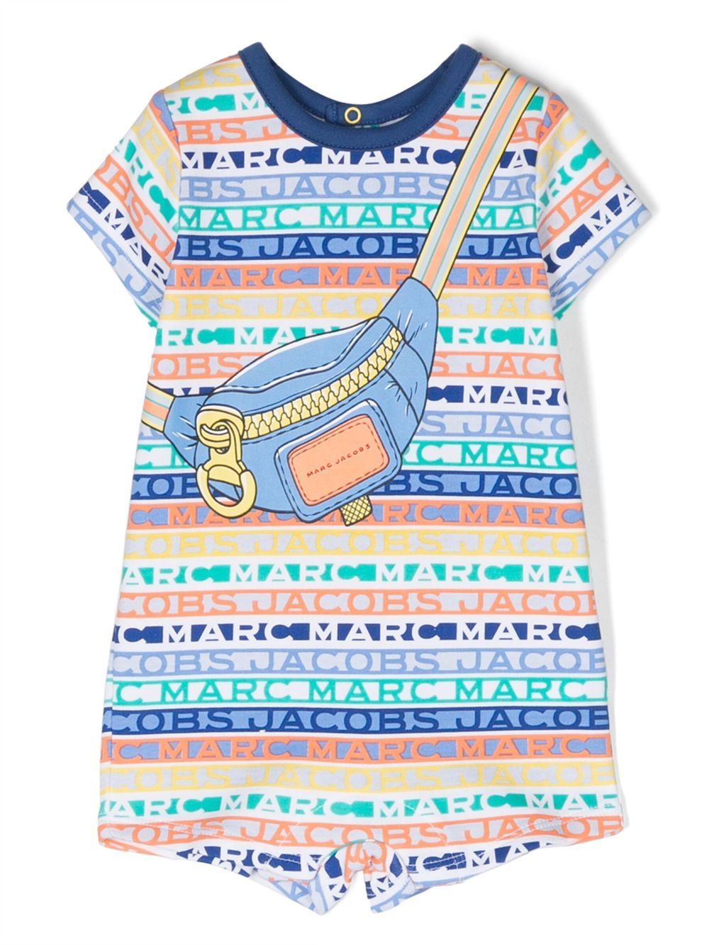 Marc Jacobs Kids logo印花短袖连体短裤 - 蓝色