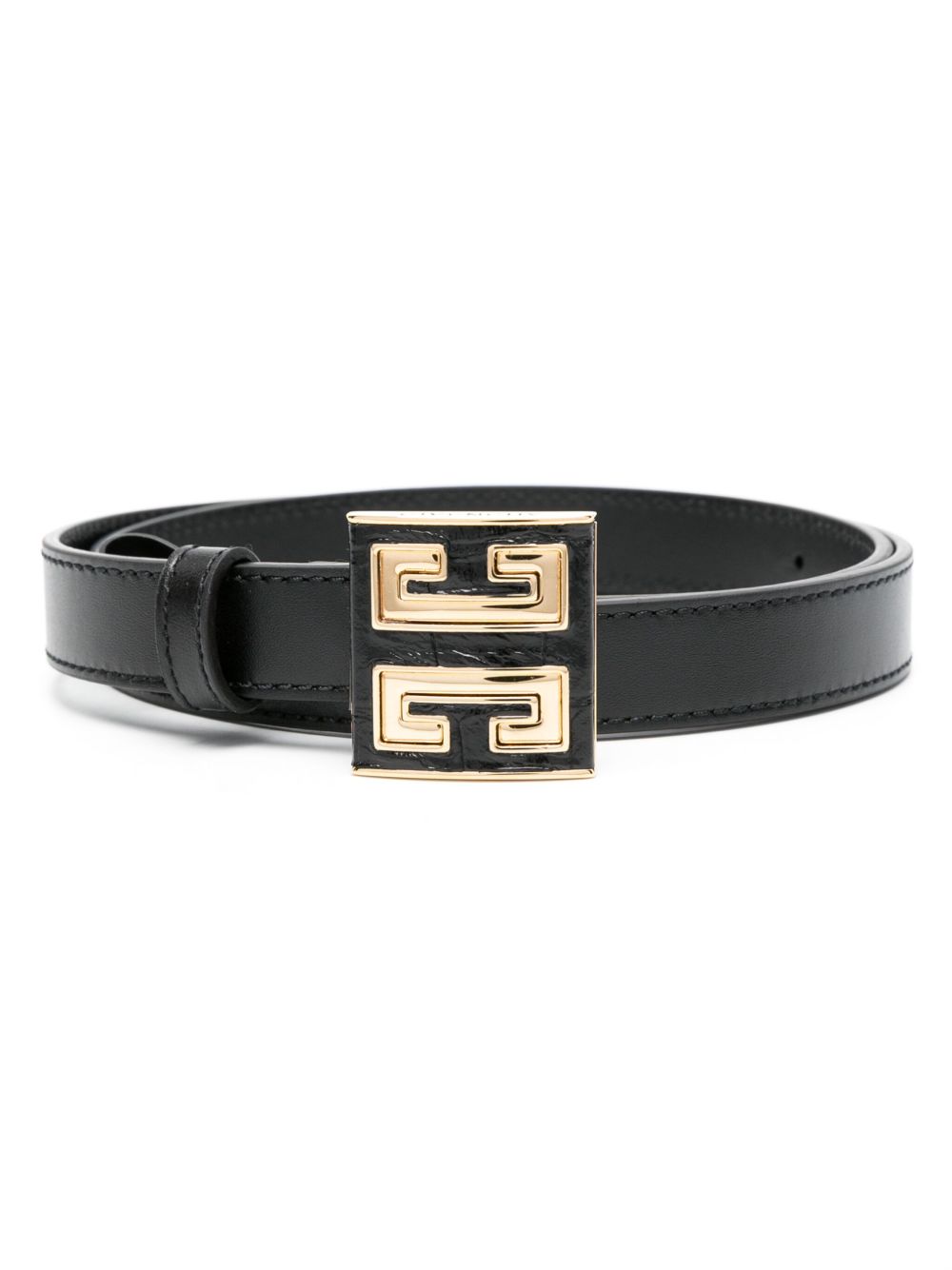 Givenchy 4G logo扣环皮质腰带 - 黑色