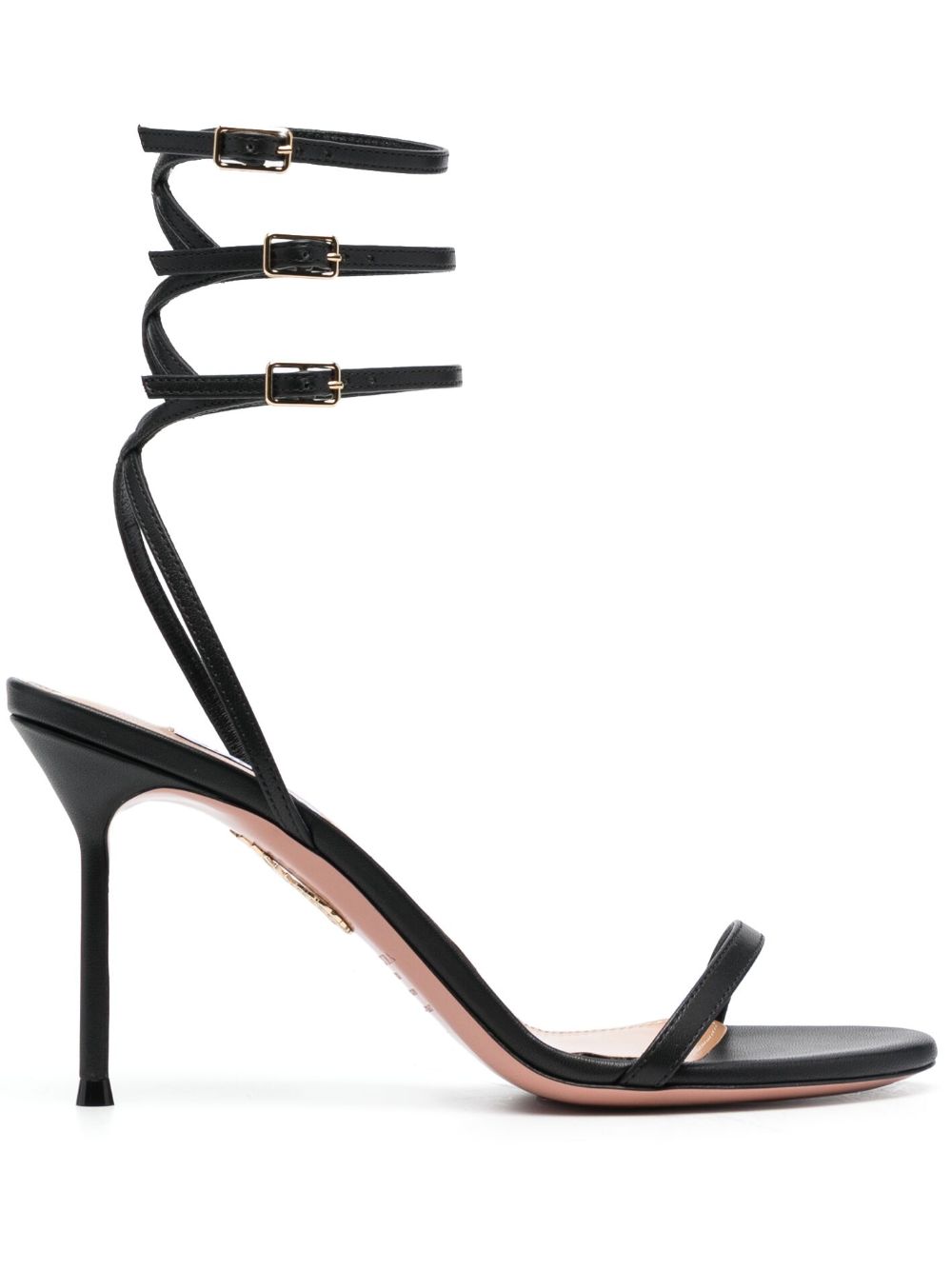 Aquazzura Essence 皮质扣环凉鞋 - 黑色