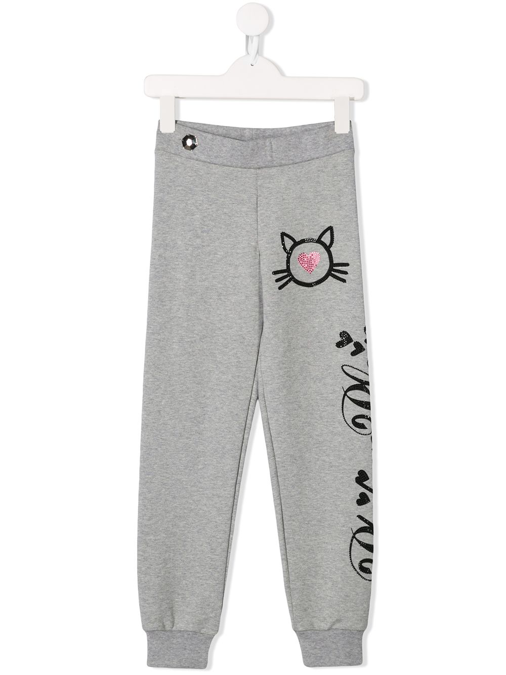 Philipp Plein Junior Crystal Cat运动裤 - 灰色