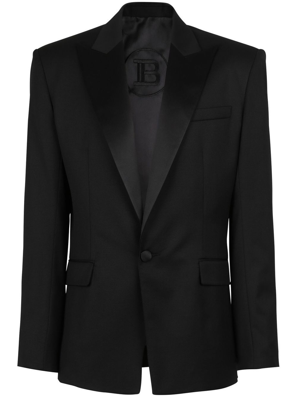 Balmain 巴尔曼 缎面翻领西装夹克 - 黑色