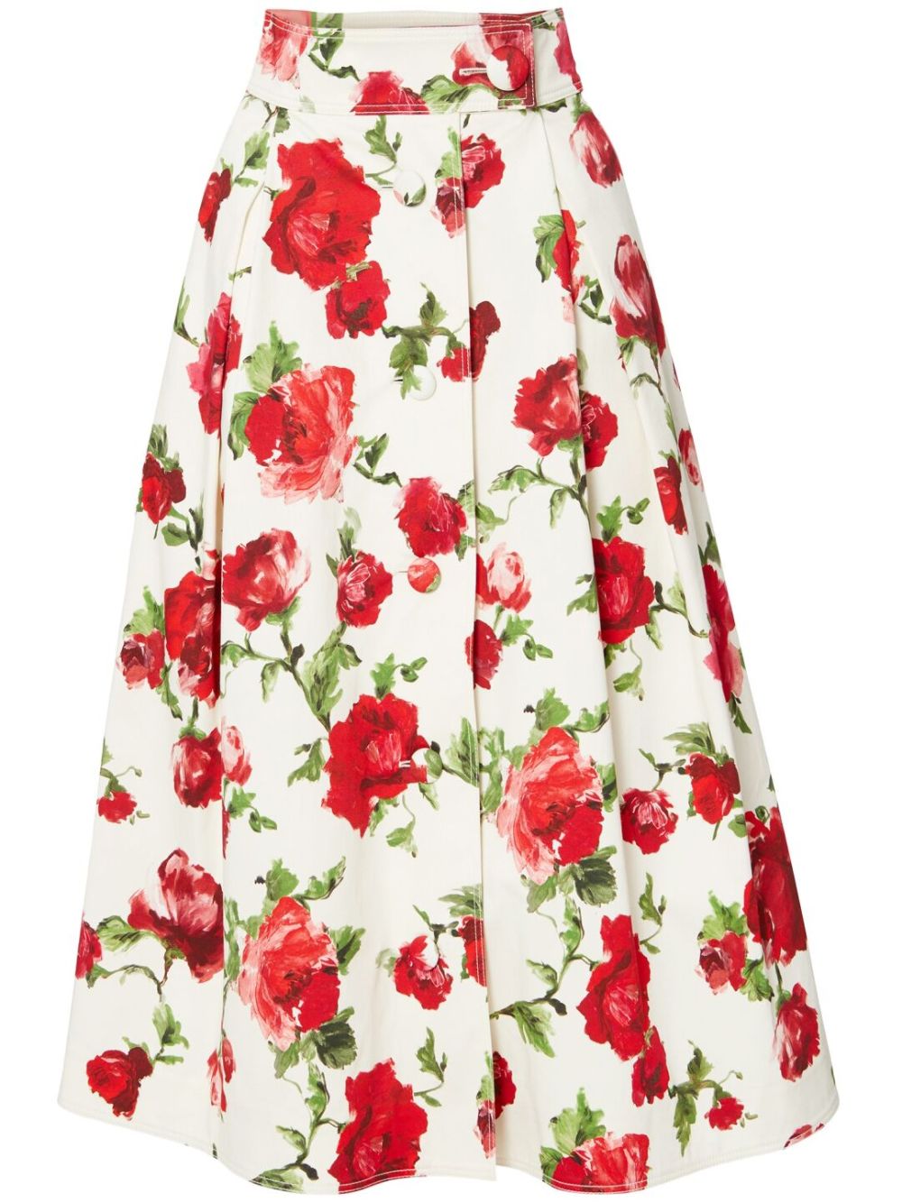 Carolina Herrera 花卉印花A字半身裙 - 白色