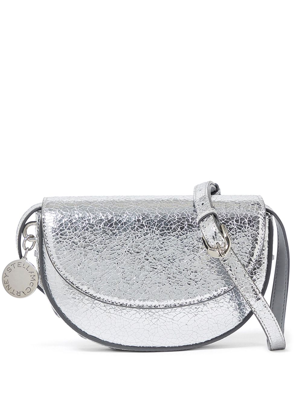 Stella McCartney Frayme 裂纹人造皮革单肩包 - 银色