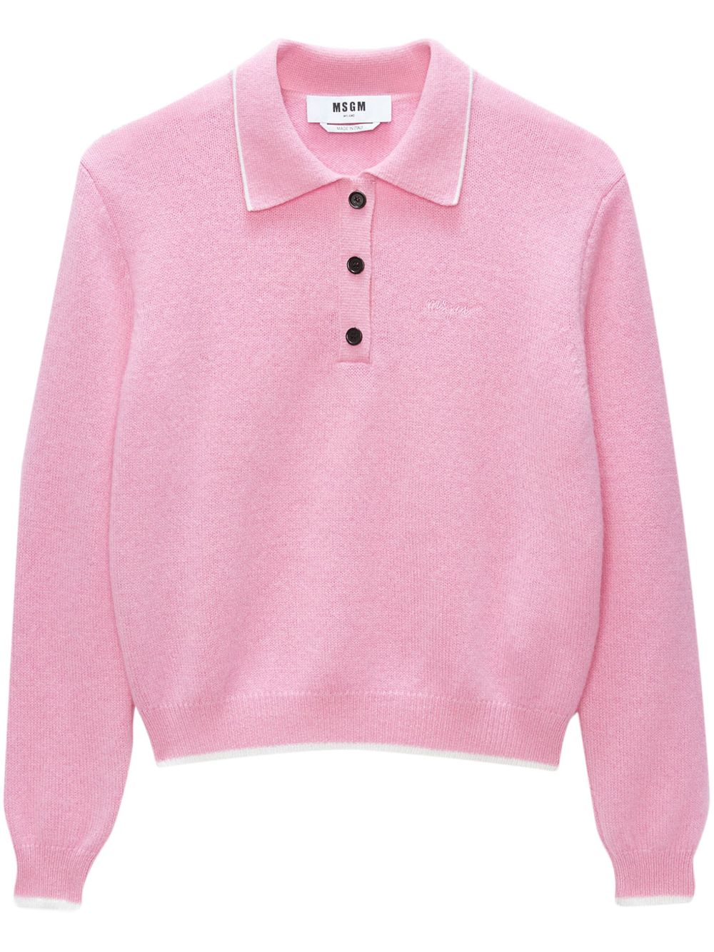 MSGM logo刺绣针织polo衫 - 粉色