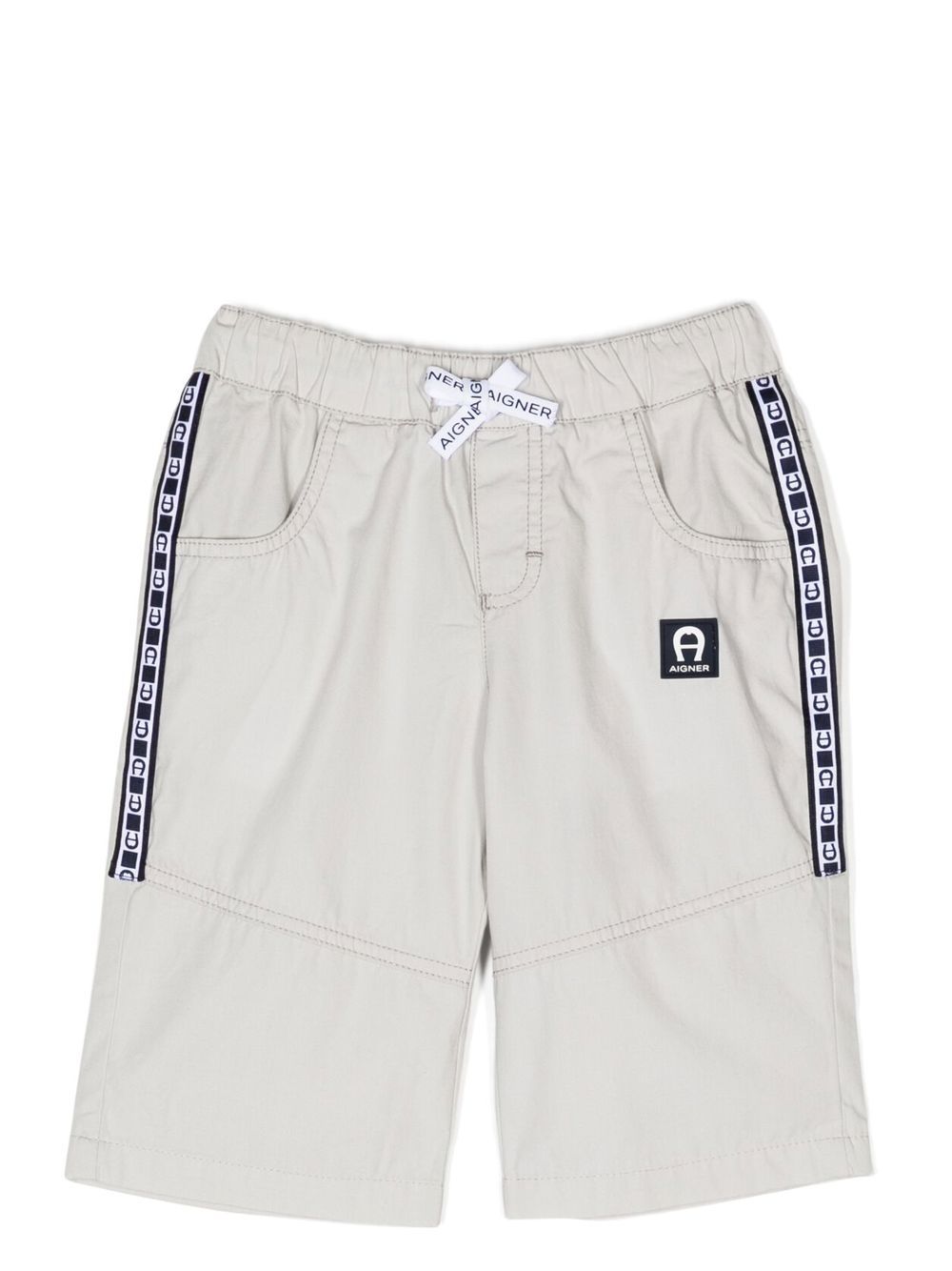 Aigner Kids logo饰带百慕大短裤 - 灰色