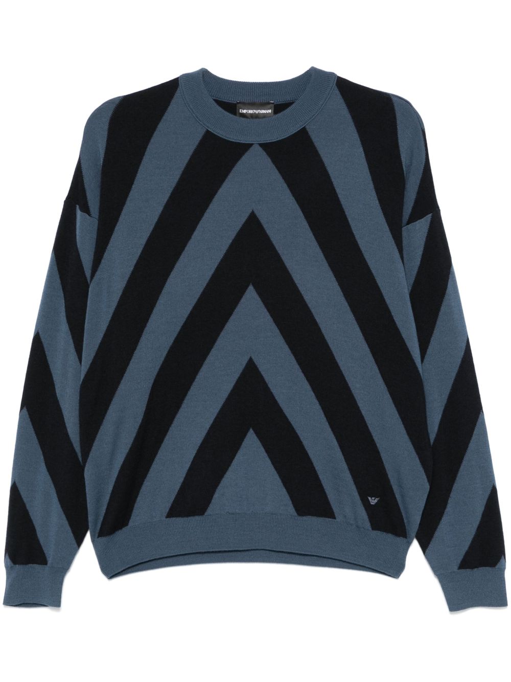 Emporio Armani 人字纹图案毛衣 - 黑色
