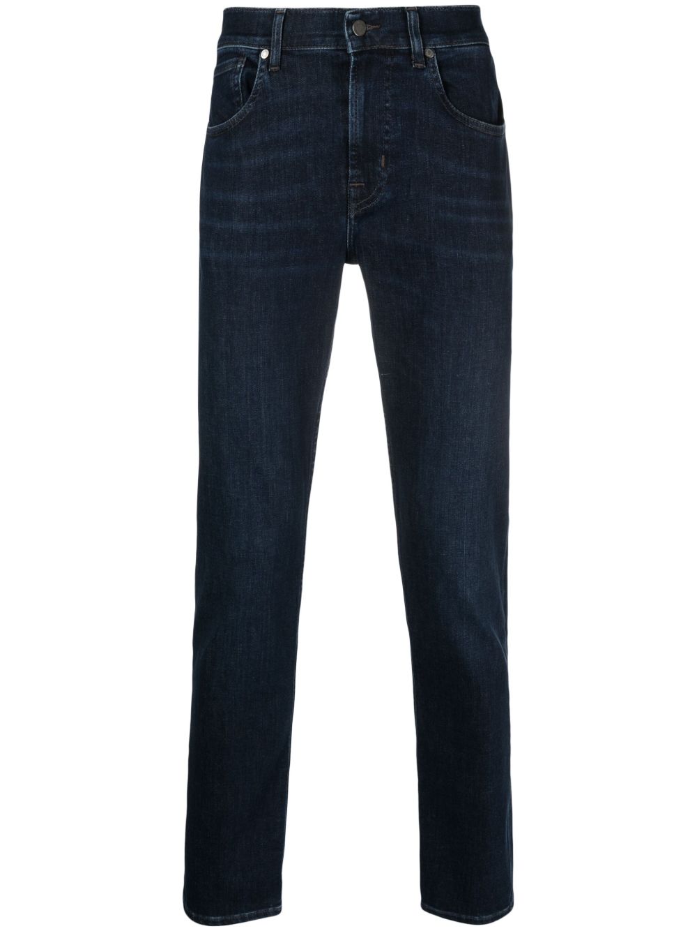 7 For All Mankind logo贴花胡须状效果修身牛仔裤 - 蓝色