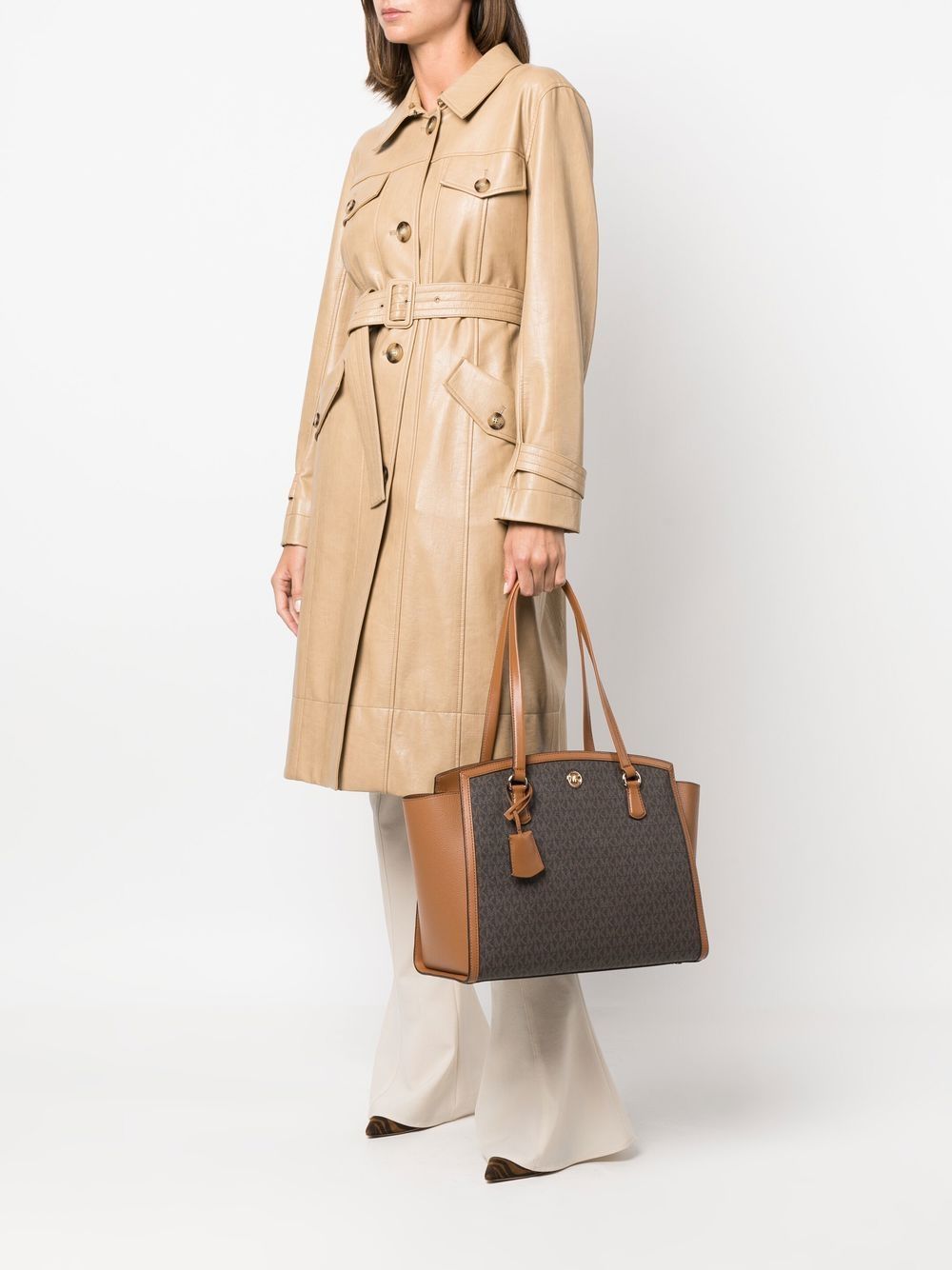 Michael Kors Chantal logo大号手提包 - 褐色