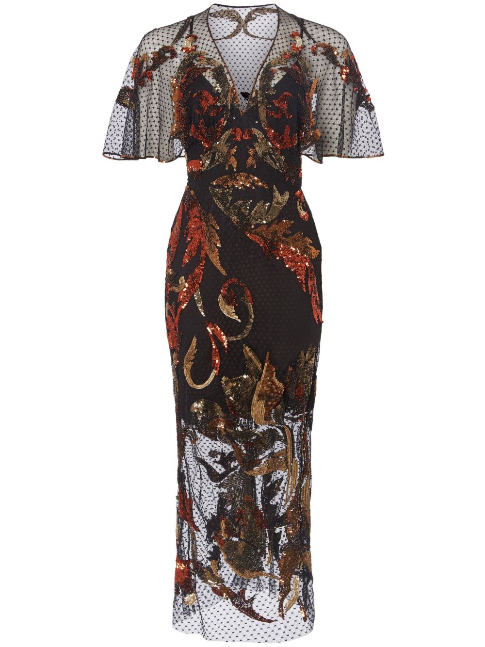 Temperley London Novella 超长连衣裙 - 黑色