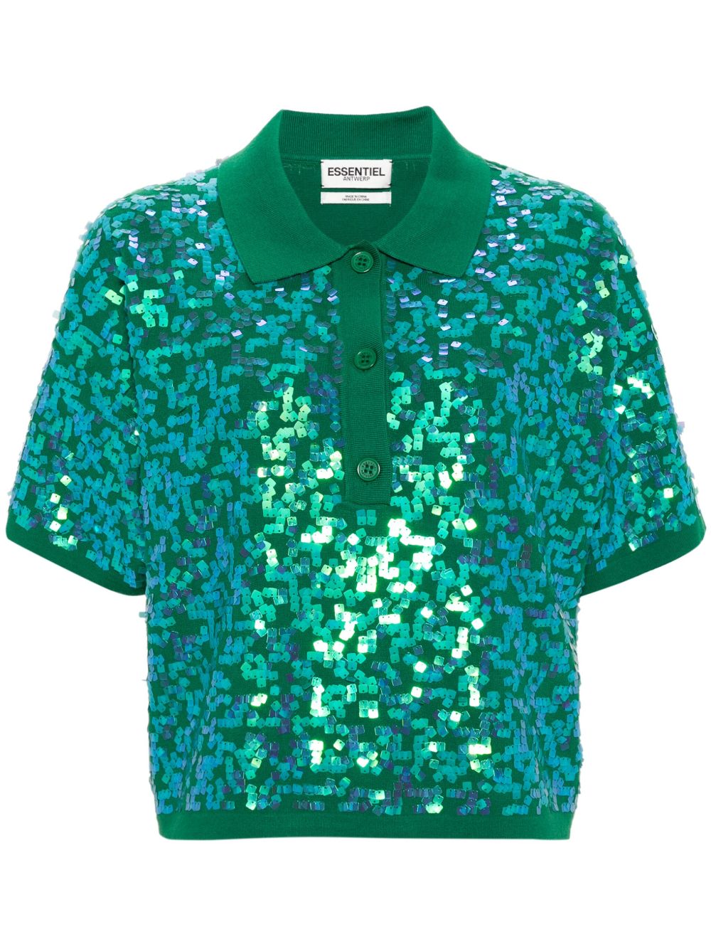 Essentiel Antwerp Glitz polo领上衣 - 绿色
