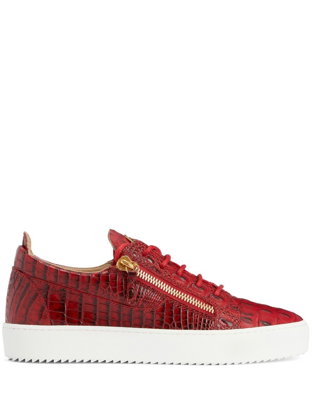 Giuseppe Zanotti Frankie 仿鳄鱼纹压纹低帮运动鞋 - 红色