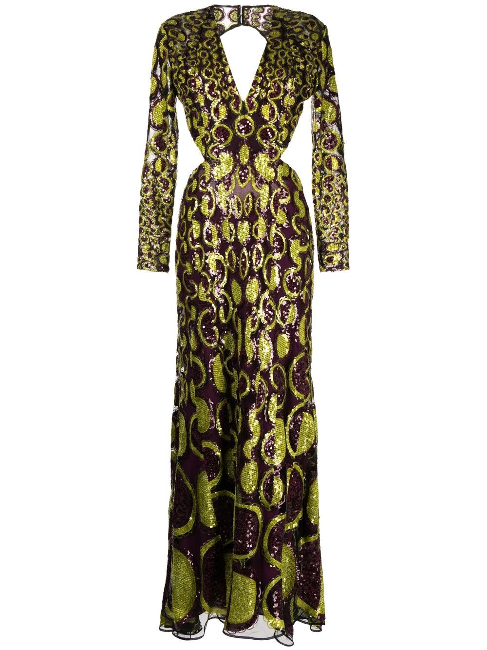 Elie Saab 露背刺绣礼服 - 绿色