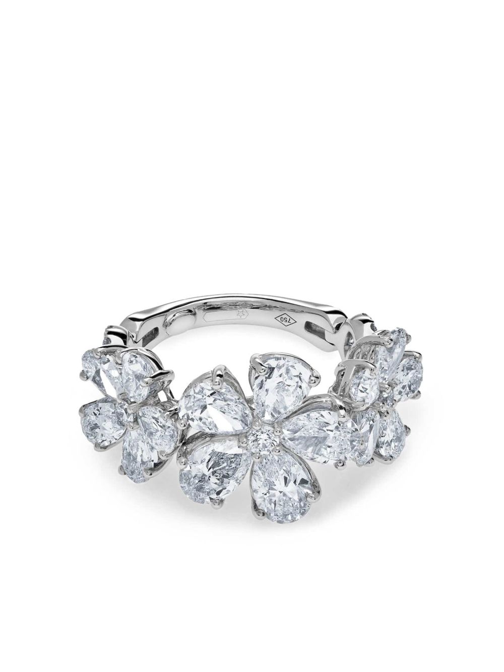 Jewels Aficionado 18K白金 Flower 钻石戒指 - 银色
