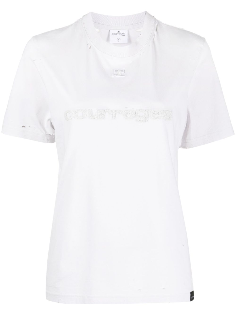 Courrèges logo印花棉T恤 - 灰色