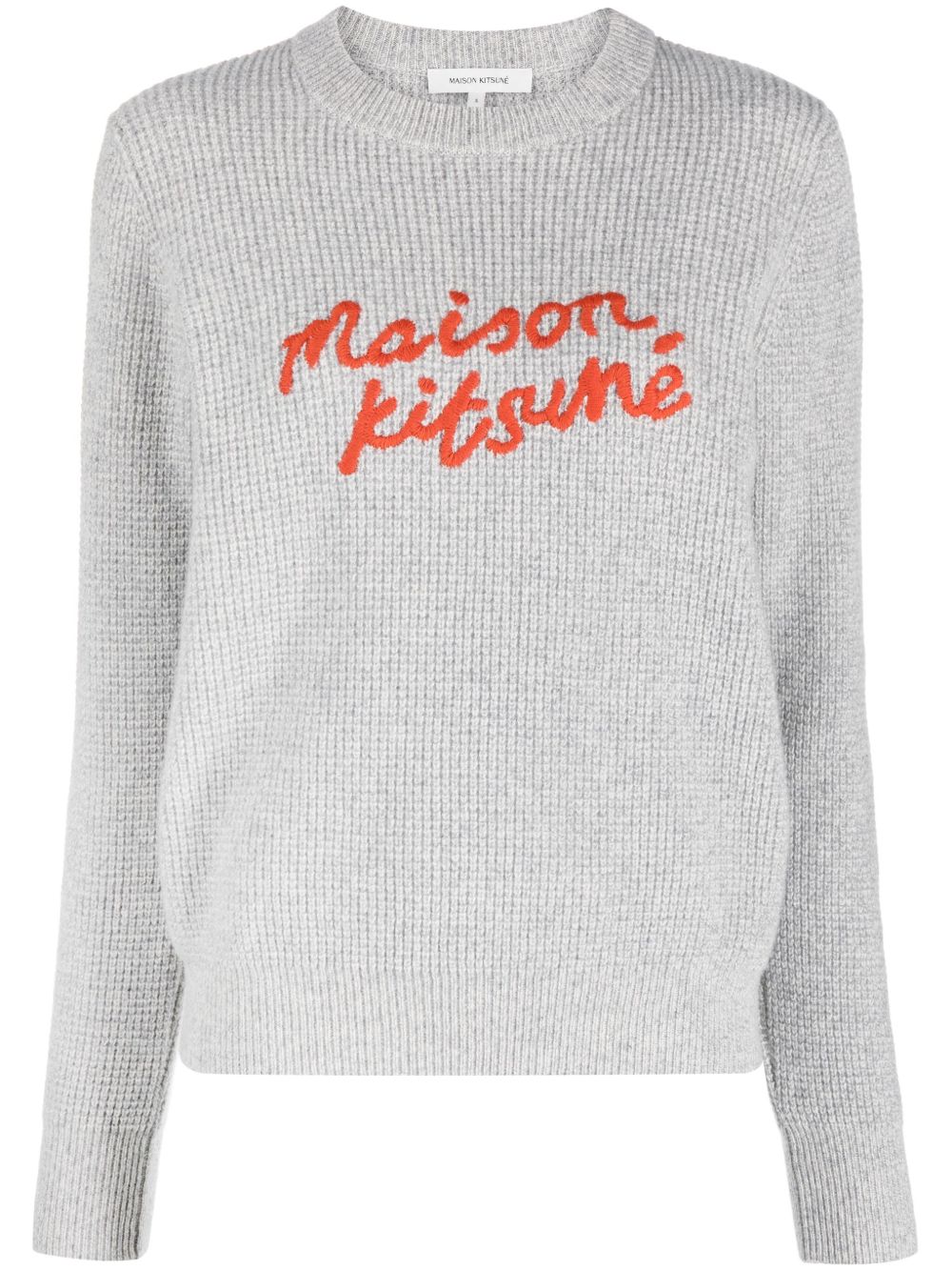 Maison Kitsuné logo刺绣华夫格针织毛衣 - 灰色