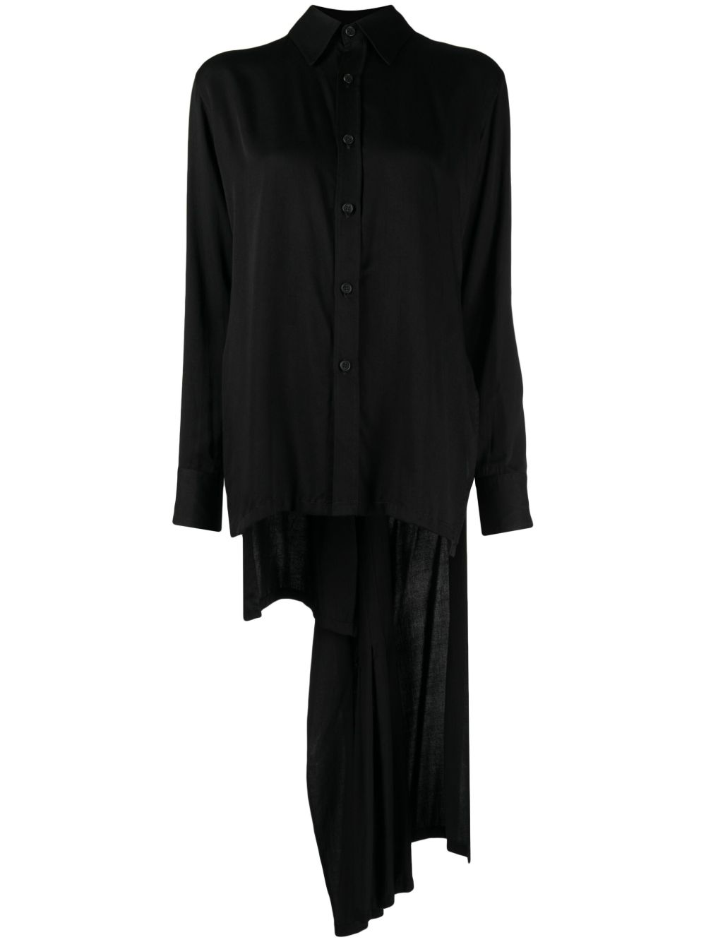 Yohji Yamamoto 百褶高低下摆衬衫 - 黑色