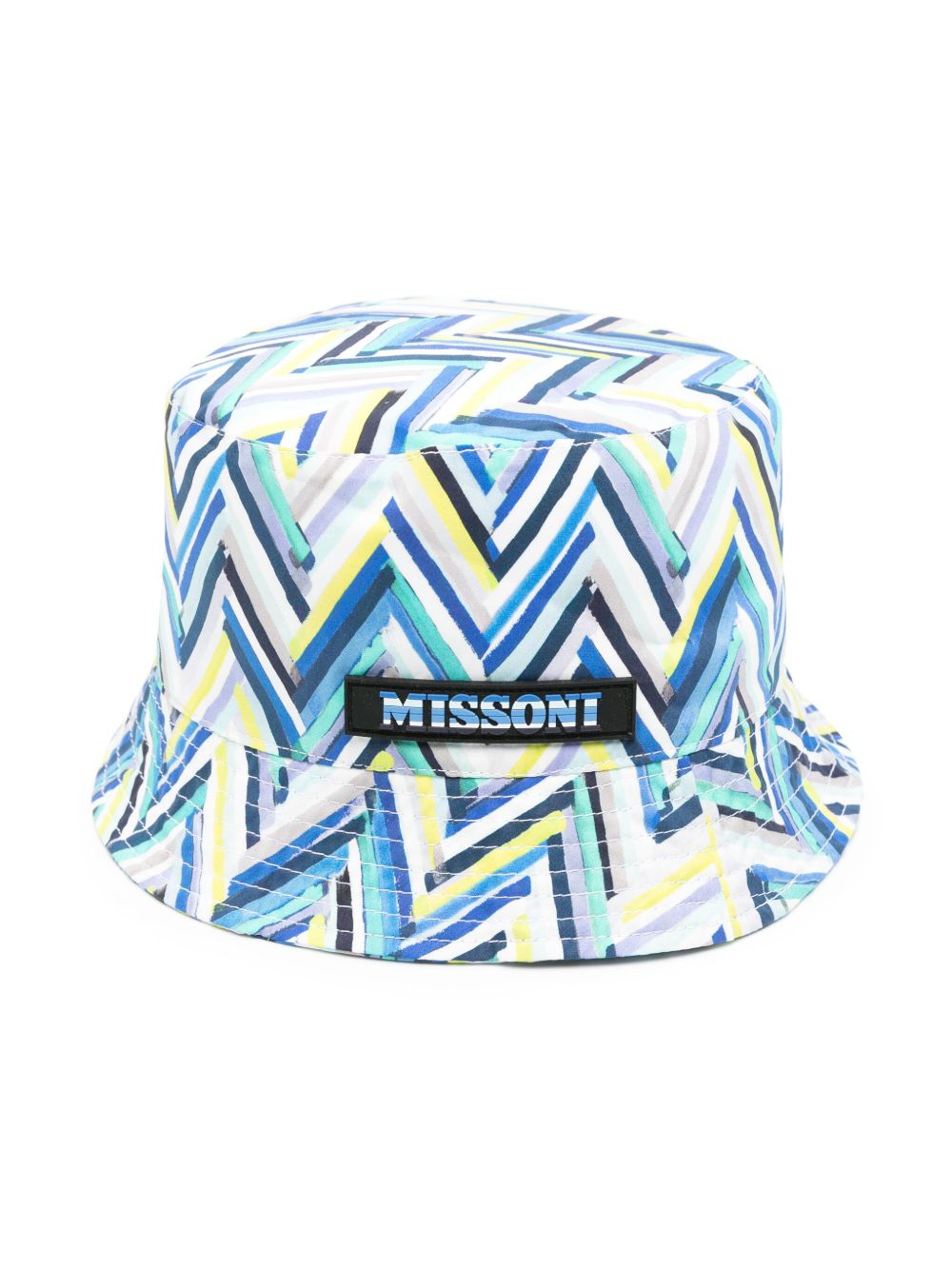 Missoni Kids 人字纹图案印花棉渔夫帽 - 蓝色