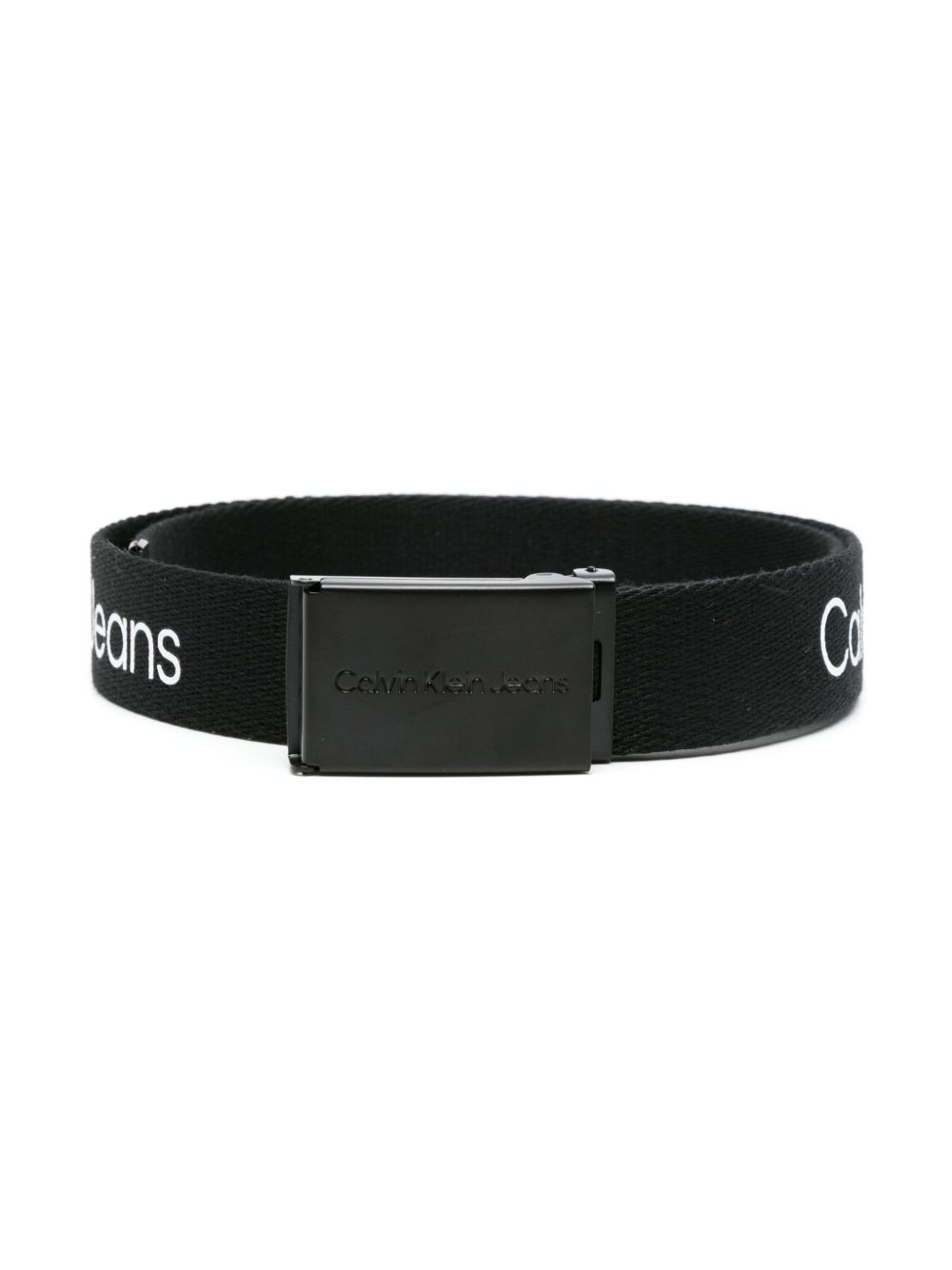 Calvin Klein Kids logo印花扣环开合腰带 - 黑色