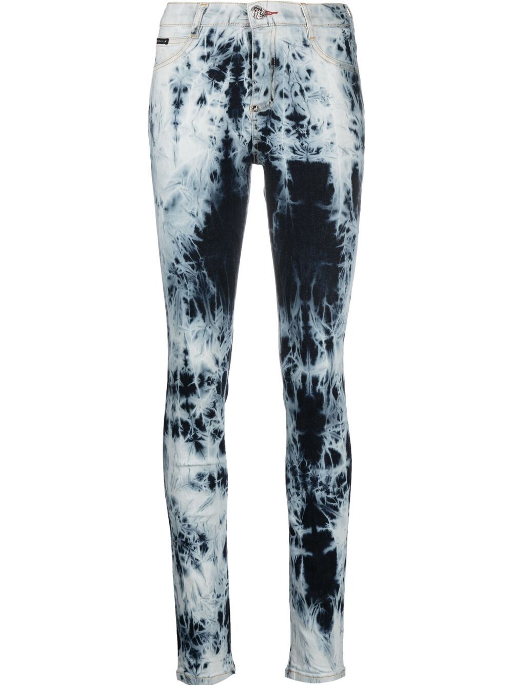 Philipp Plein 酸洗高腰紧身裤 - 蓝色