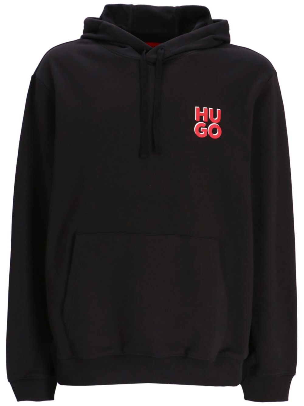 HUGO logo印花棉连帽衫 - 黑色
