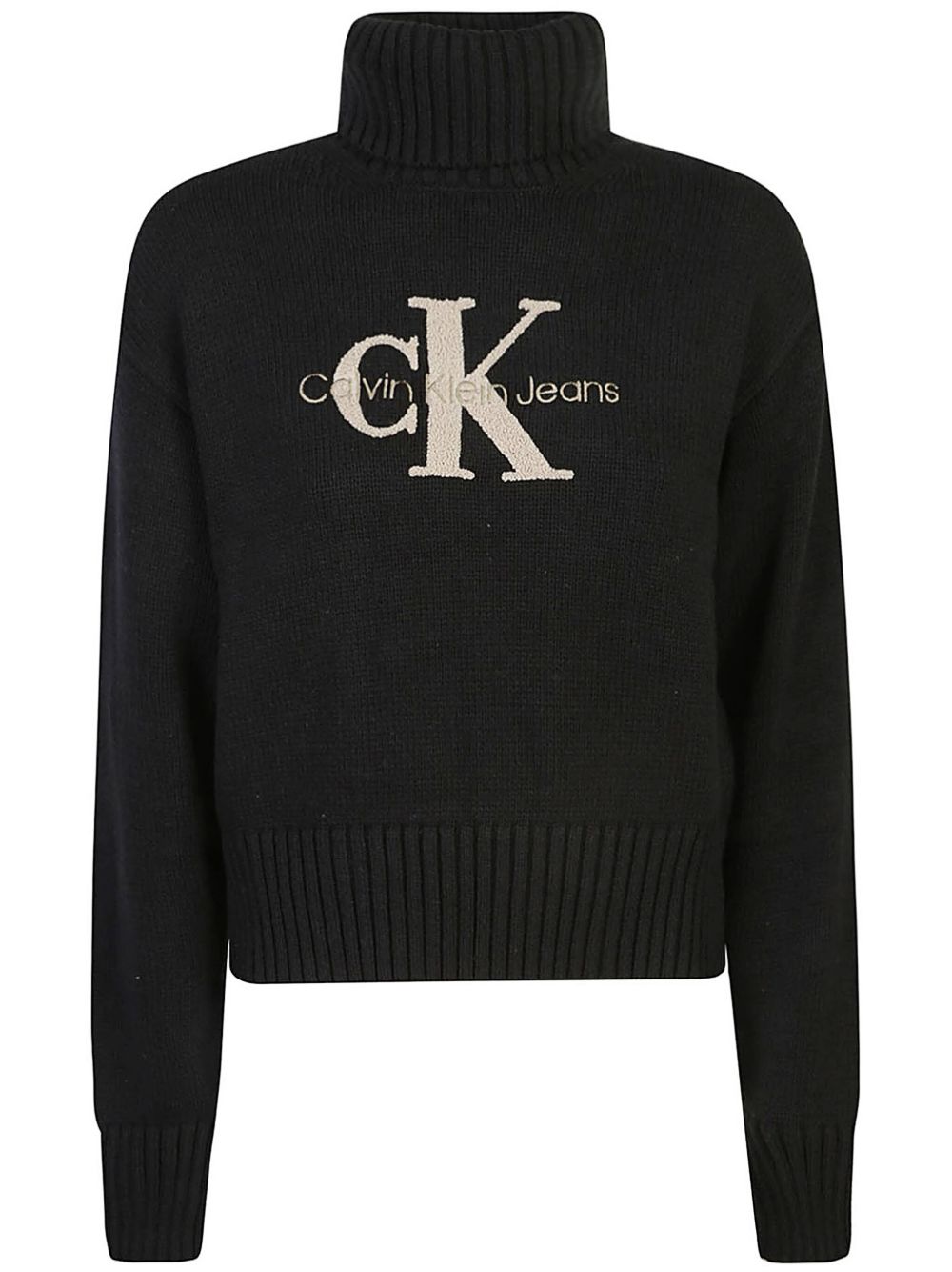 Calvin Klein logo刺绣毛衣 - 黑色