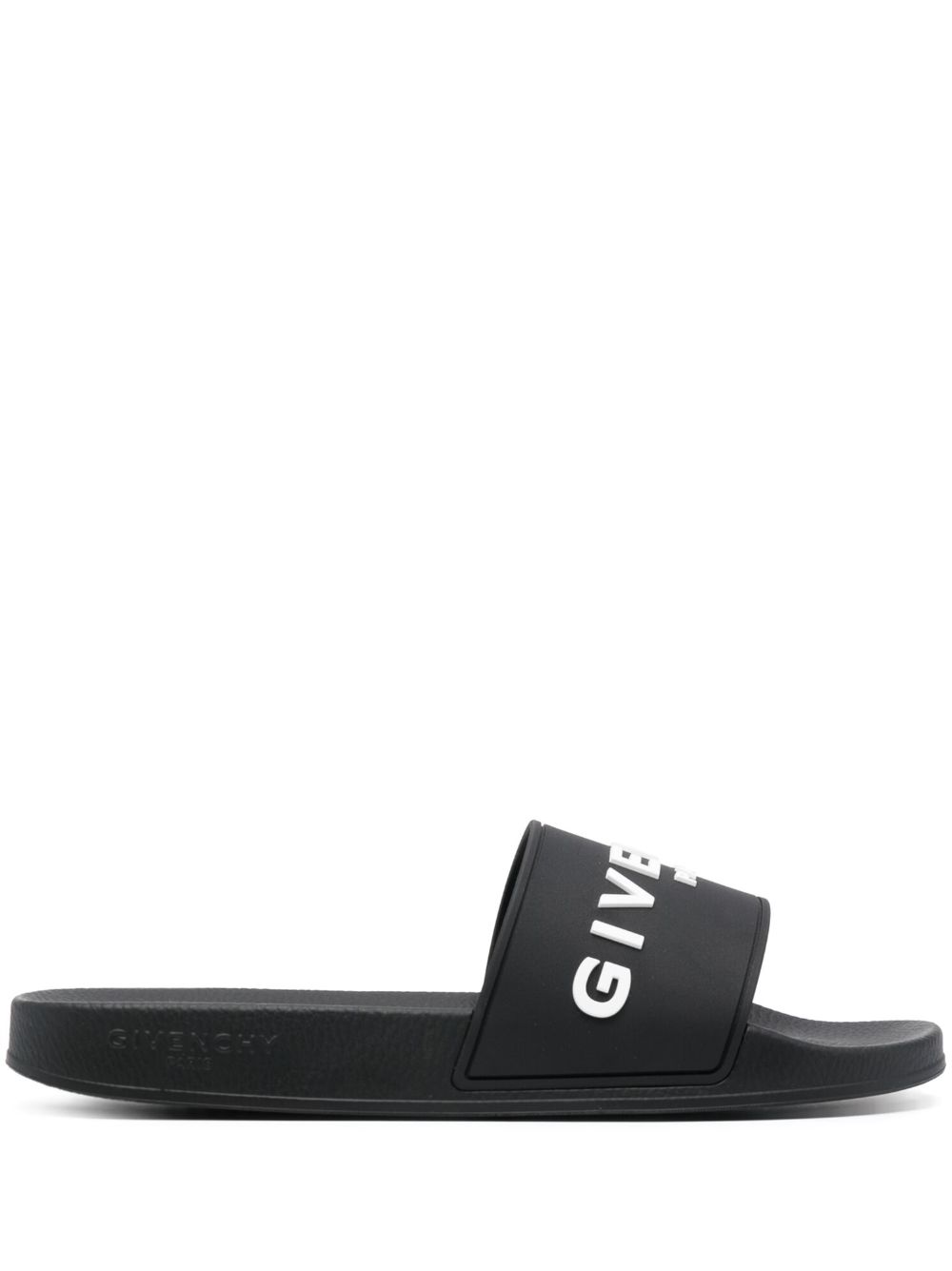 Givenchy logo凹面压花拖鞋 - 黑色