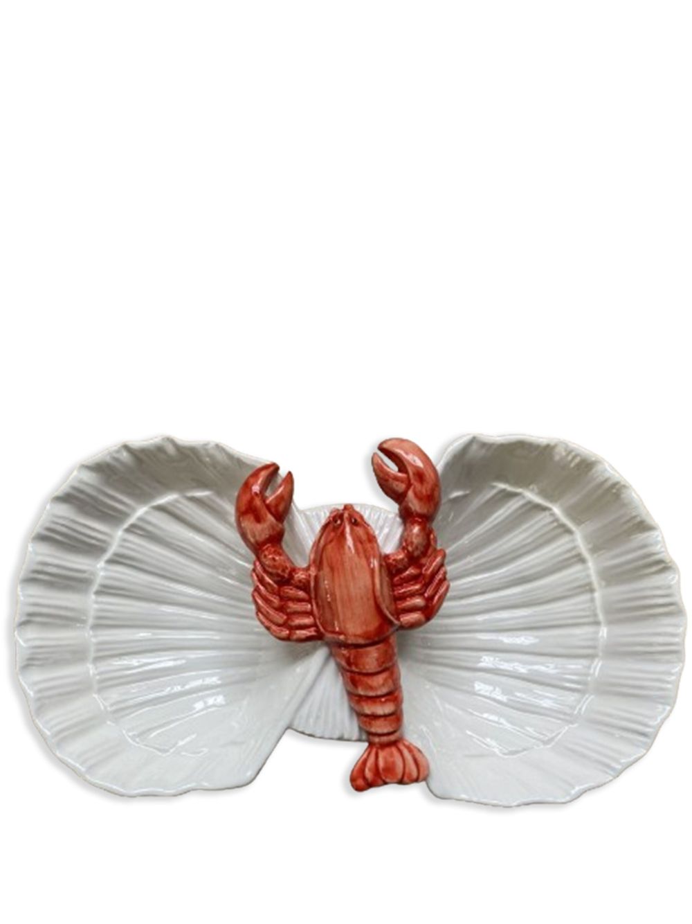 Les-Ottomans Lobster 双贝壳餐盘（27厘米 x 16厘米） - 白色