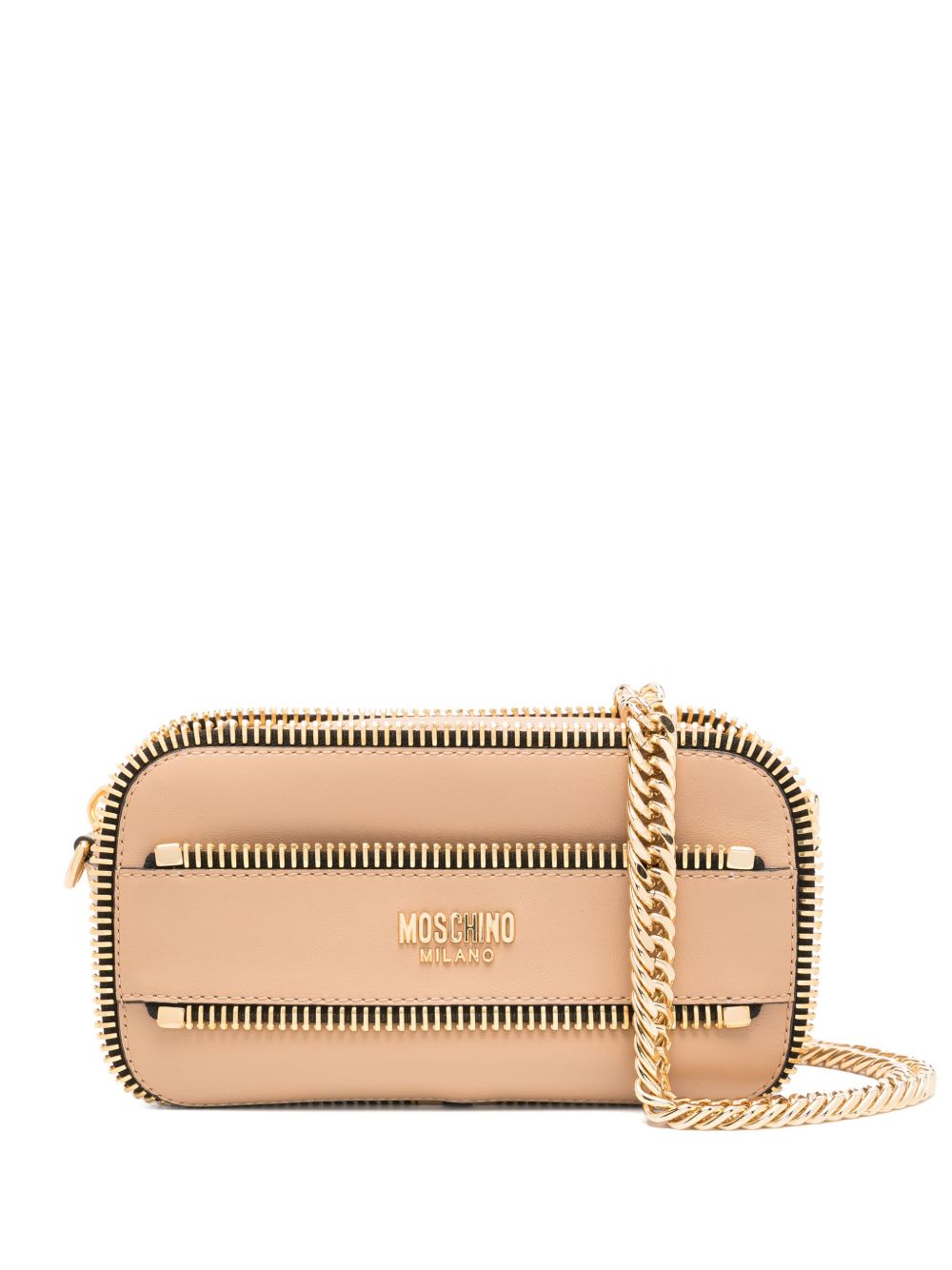 Moschino logo单肩包 - 褐色