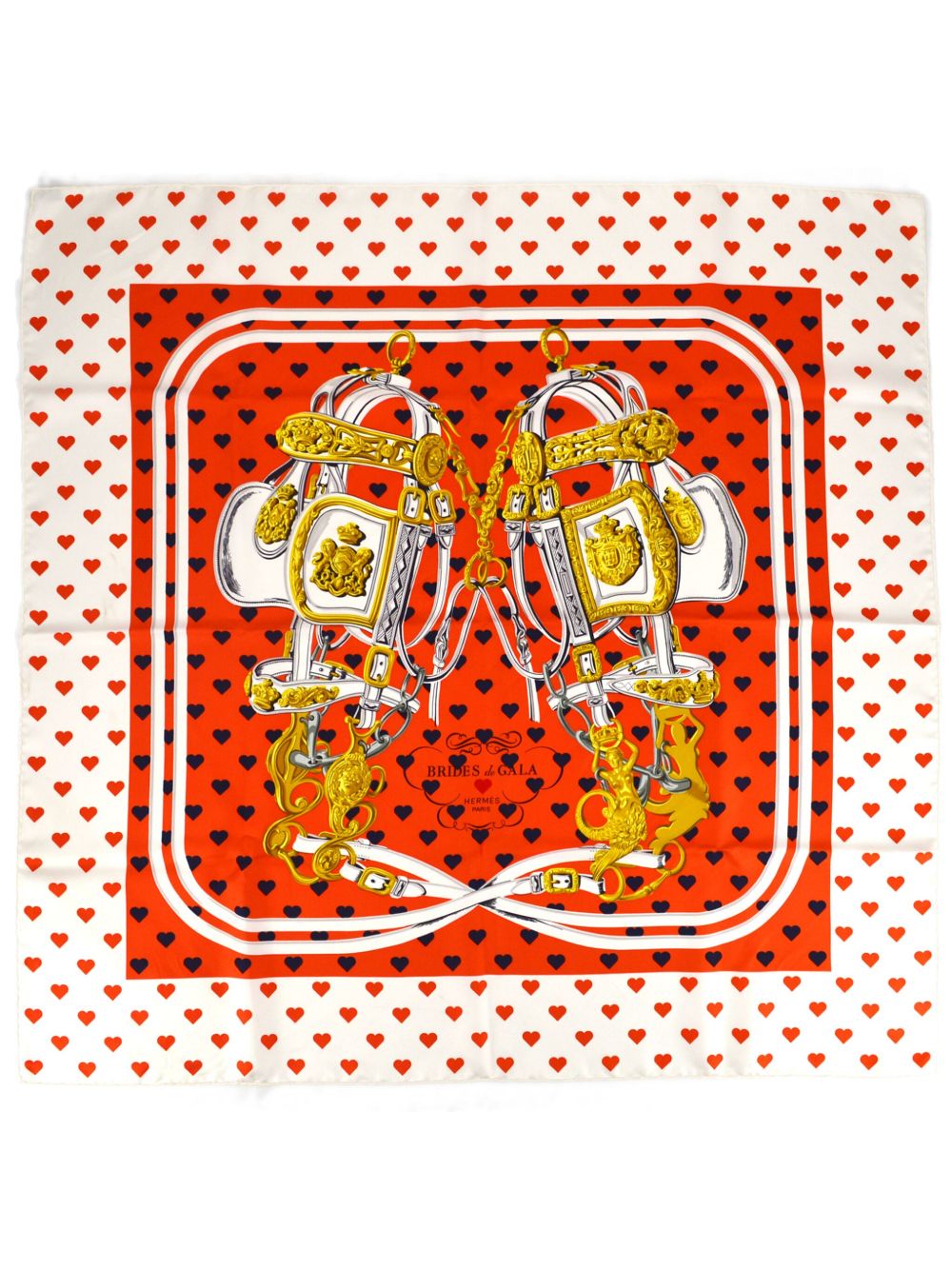 Hermès Pre-Owned Brides De Gala Love 90厘米真丝围巾（1990-2000年典藏款） - 白色