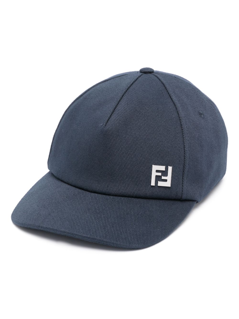 FENDI logo标牌棉棒球帽 - 蓝色