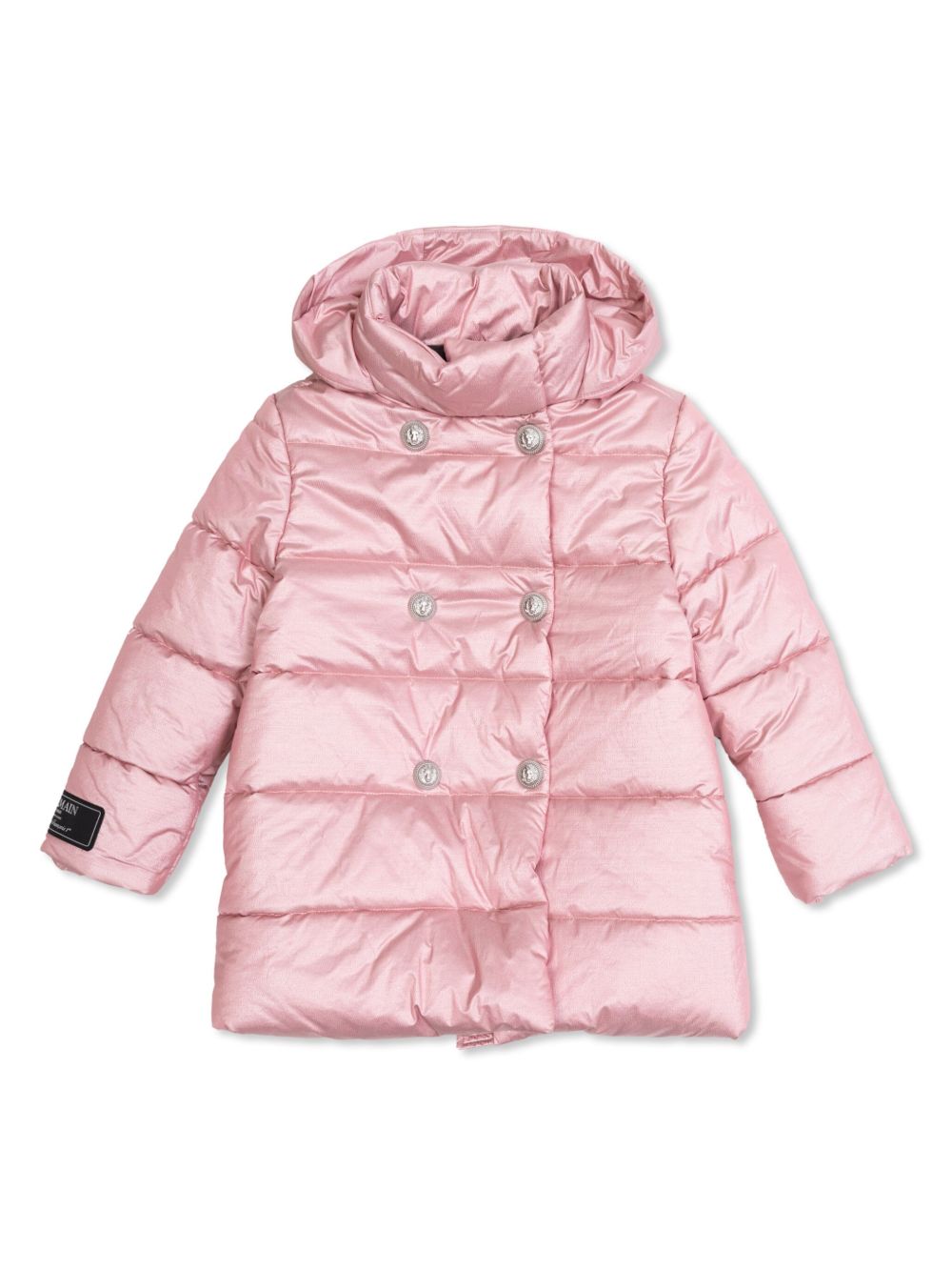 Balmain Kids 连帽填充外套 - 粉色
