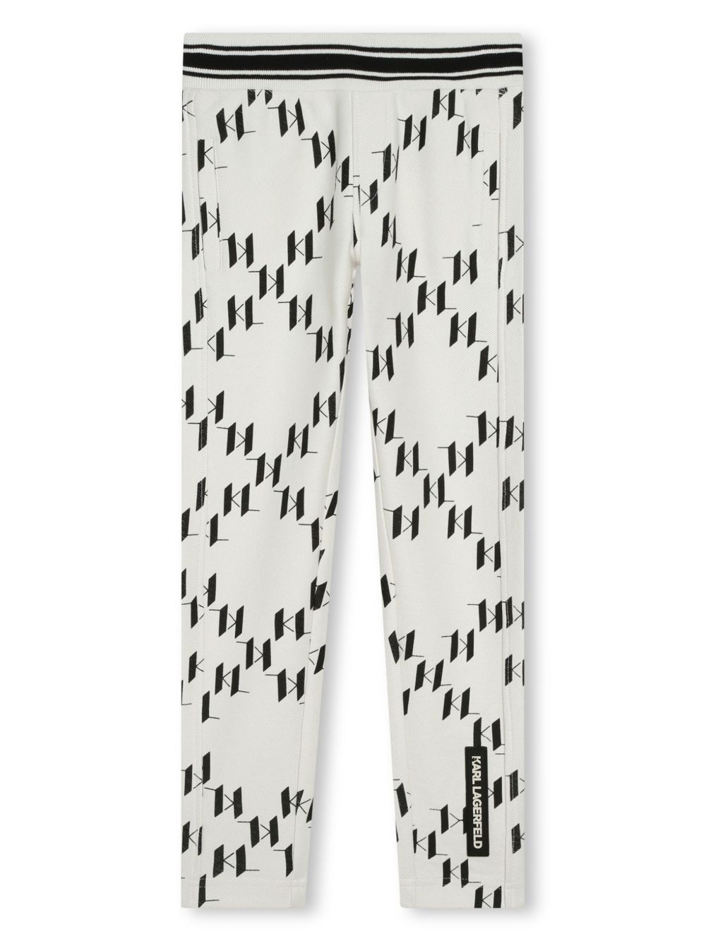 Karl Lagerfeld Kids 经典logo印花棉运动裤 - 白色