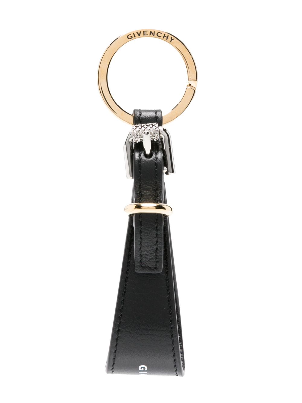 Givenchy logo印花皮质钥匙扣 - 黑色