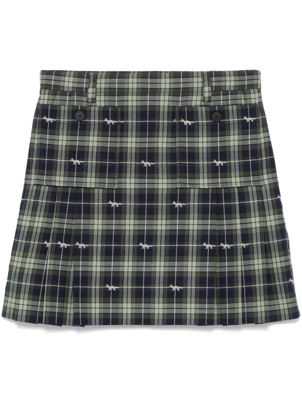 Maison Kitsuné pocket-embellished pleated mini skirt - 绿色