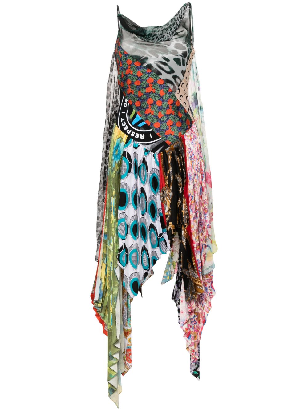Marine Serre Regenerated Scarves 真丝中长连衣裙 - 灰色