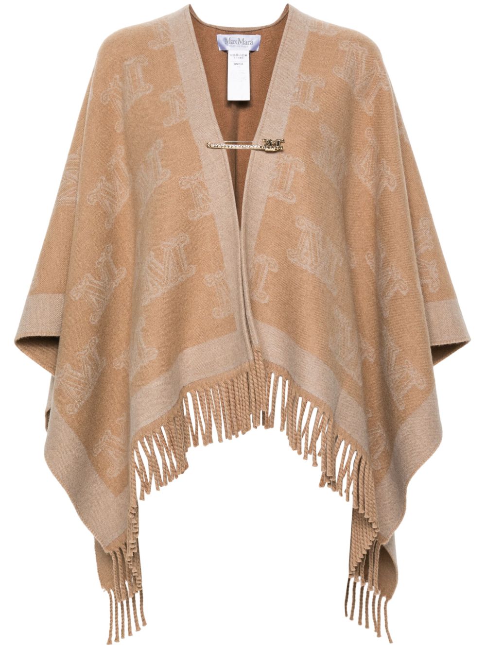 Max Mara 经典logo图案羊毛斗篷 - 中性色