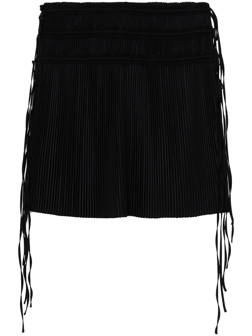 Helmut Lang 饰带细节褶饰中长半身裙 - 黑色