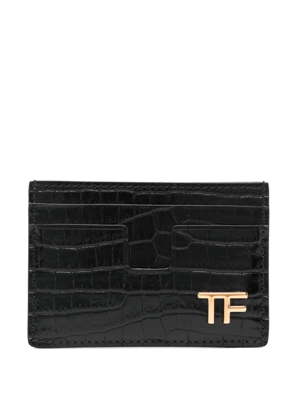 TOM FORD logo标牌皮质卡夹 - 黑色