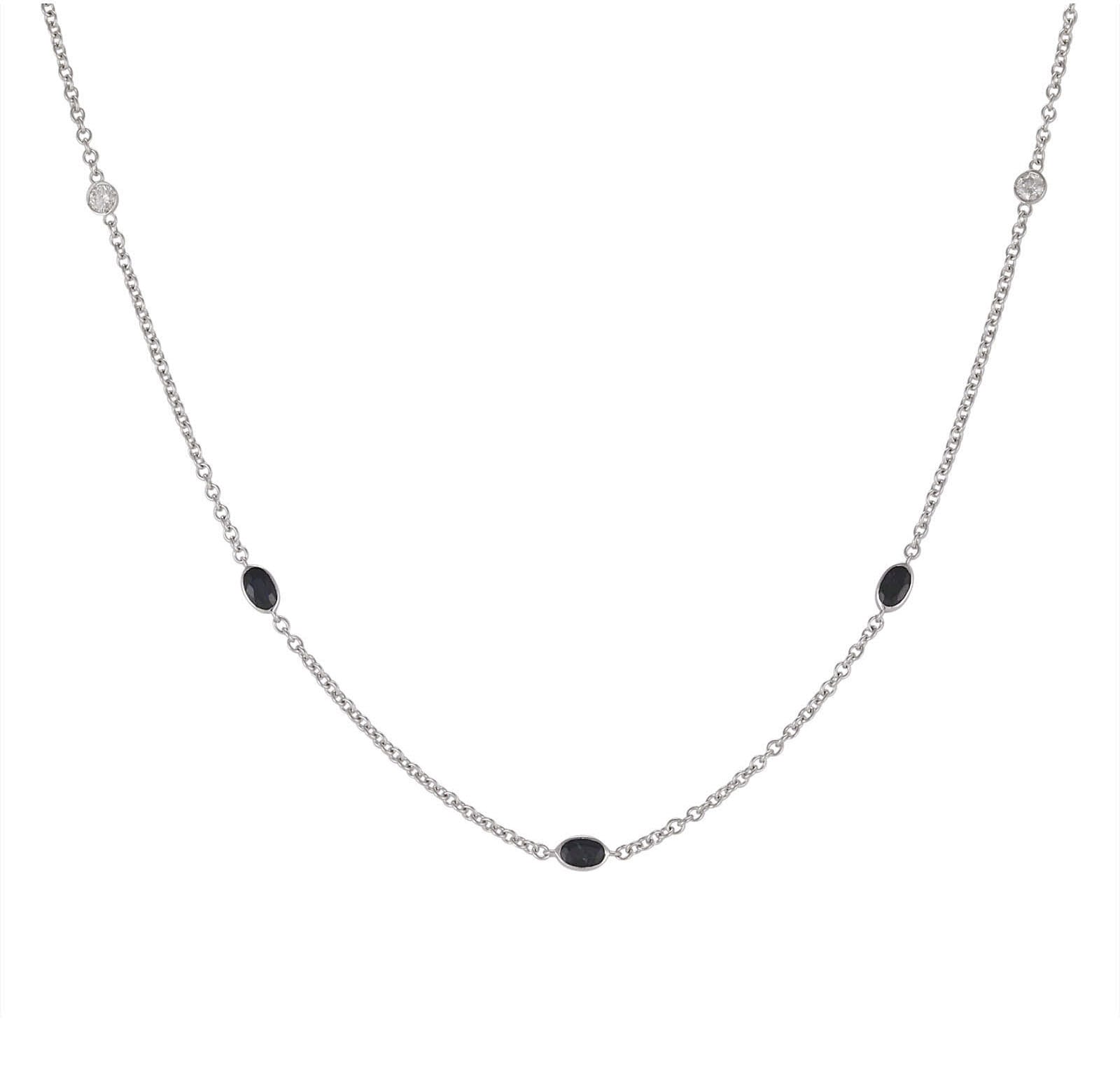 Lo Spazio Jewelry Lo Spazio Blue Sapphire and Diamond Necklace