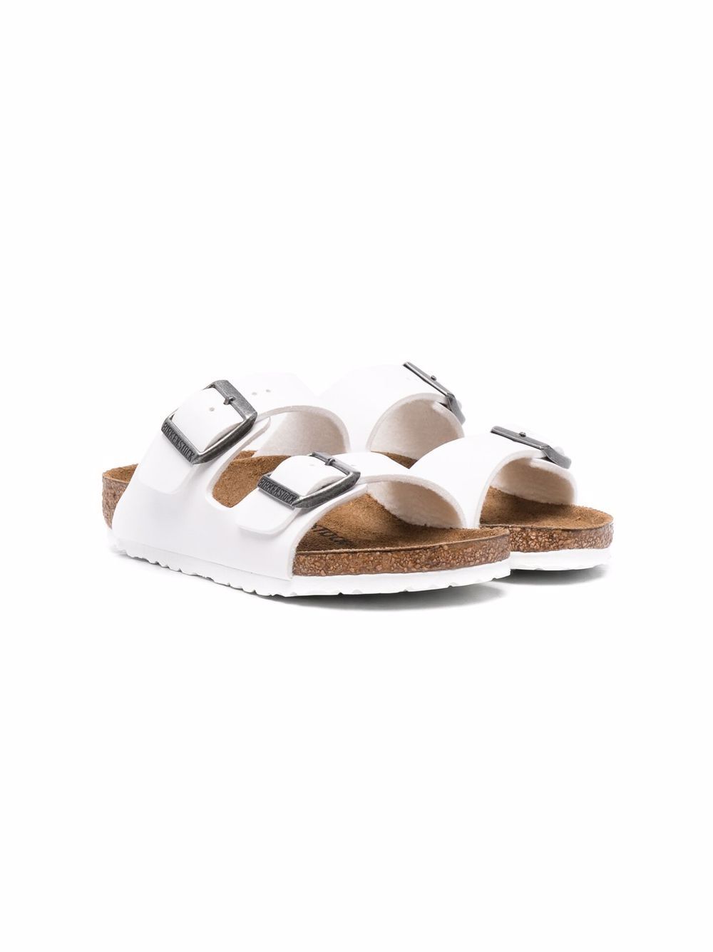 Birkenstock Kids Arizona 皮质凉鞋 - 白色