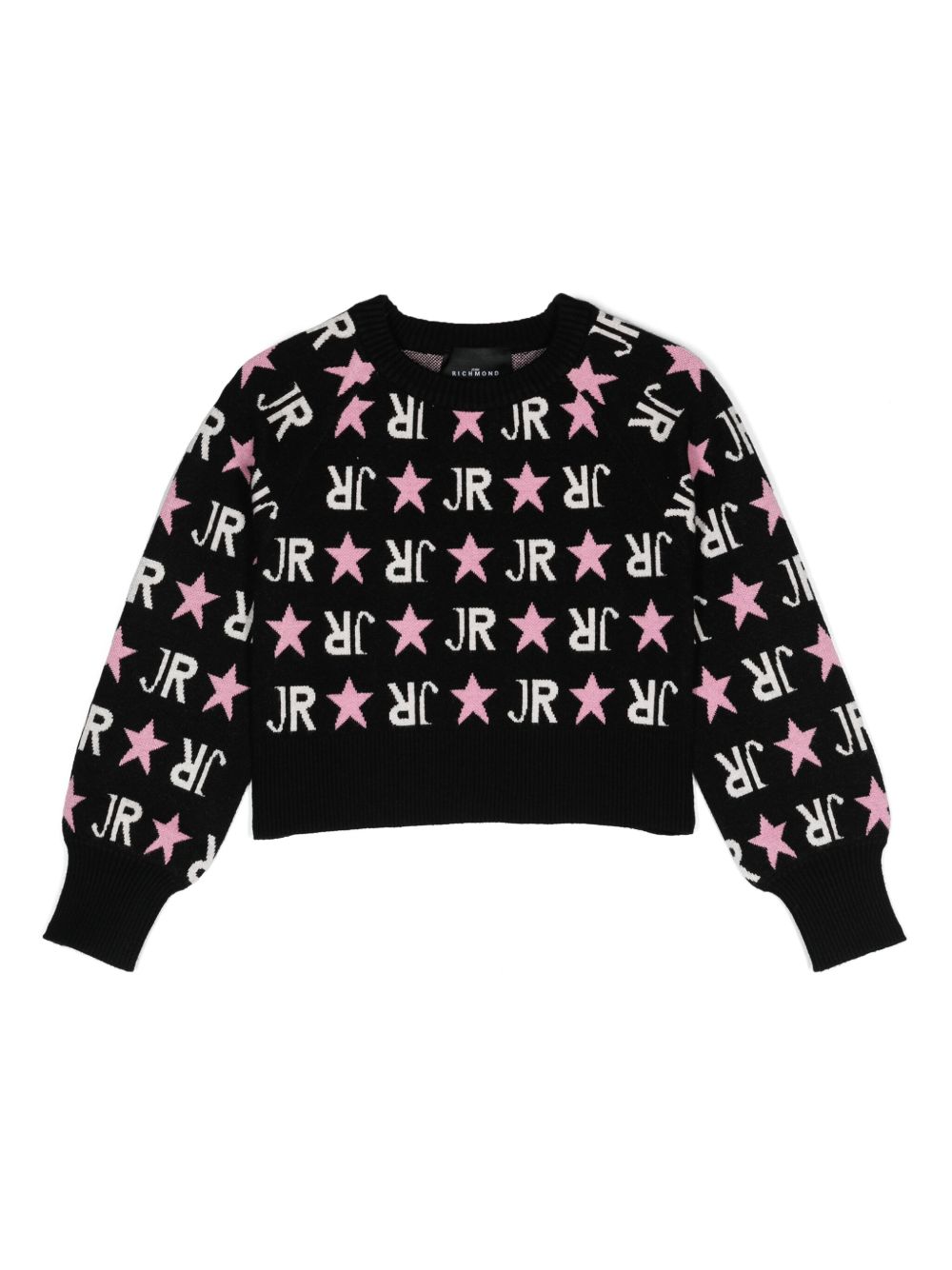 John Richmond Junior logo嵌花毛衣 - 黑色